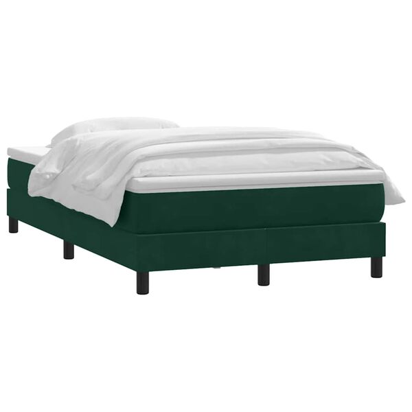 vidaXL Pat box spring cu saltea, verde &icirc;nchis, 120x220 cm, catifea