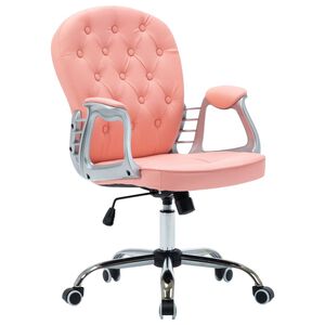 vidaXL Scaun de birou pivotant, roz, piele ecologică