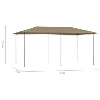 vidaXL Pavilion, gri taupe, 3x6x2,6 m, 160 g/m²