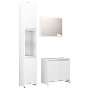 vidaXL Set mobilier de baie, 3 piese, alb, lemn prelucrat