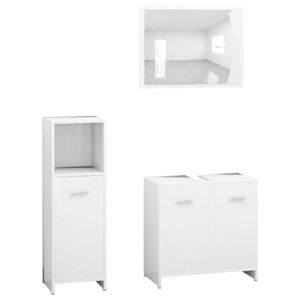 vidaXL Set mobilier de baie, 3 piese, alb, lemn prelucrat