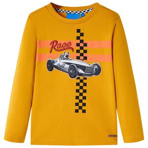 vidaXL Tricou pentru copii cu m&acirc;neci lungi, ocru, 104