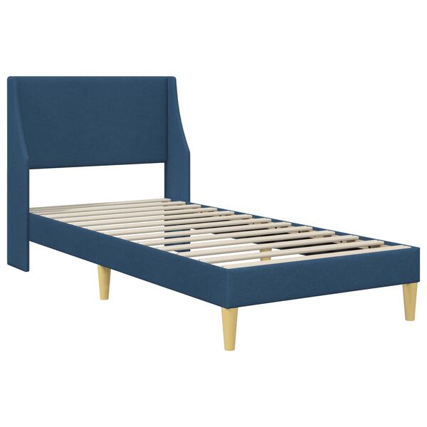 vidaXL Cadru de pat cu headboard albastru 100 x 200 cm țesătură