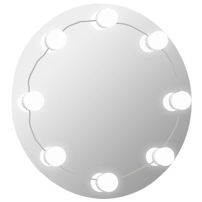 vidaXL Oglindă de perete cu lumini LED, fără ramă, sticlă, rotundă