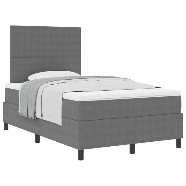 vidaXL Pat cu arcuri cu headboard Gri deschis și alb. 120 x 190 cm