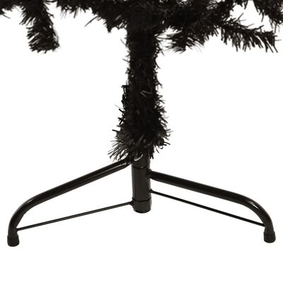 vidaXL Jumătate brad de Crăciun subțire cu suport, negru, 120 cm