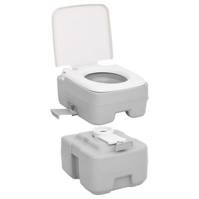 vidaXL Toaletă portabilă de camping, gri și alb, 20+10 L, HDPE