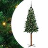 vidaXL Brad de Crăciun subțire Verde 150 cm PVC și lemn de PIN masiv