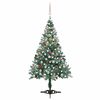vidaXL Brad Crăciun pre-iluminat &icirc;nghețat globuri/conuri pin, 150 cm
