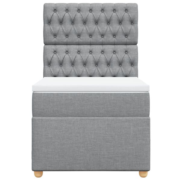 vidaXL Pat continental cu saltea, gri deschis, 80x200 cm, textil