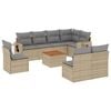 vidaXL Set canapele de grădină, 9 piese, cu perne, bej, poliratan