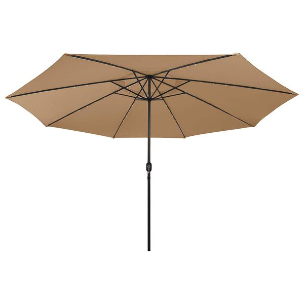 vidaXL Umbrelă soare de grădină cu LED-uri, taupe, 400 cm