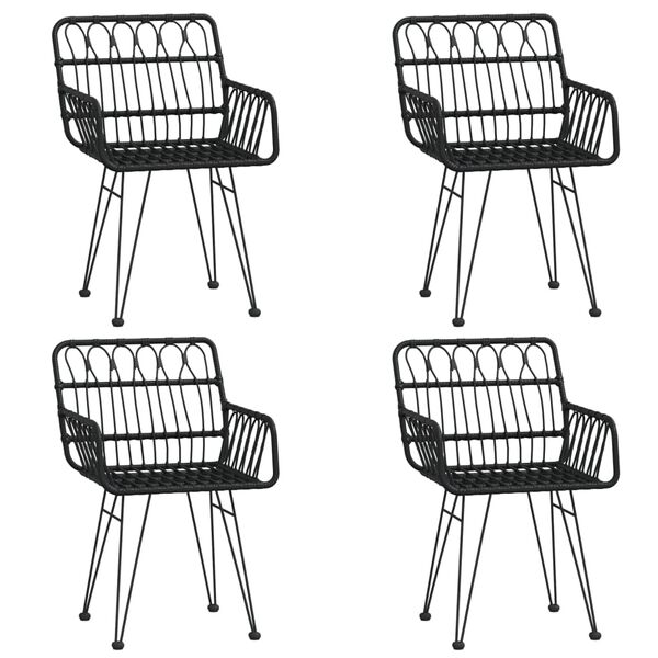 vidaXL Set mobilier de grădină, 5 piese, negru, poliratan