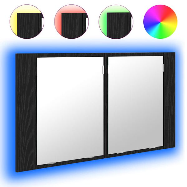 vidaXL Dulap cu oglindă pentru baie Stejar Negru 80 x 12 x 45 cm