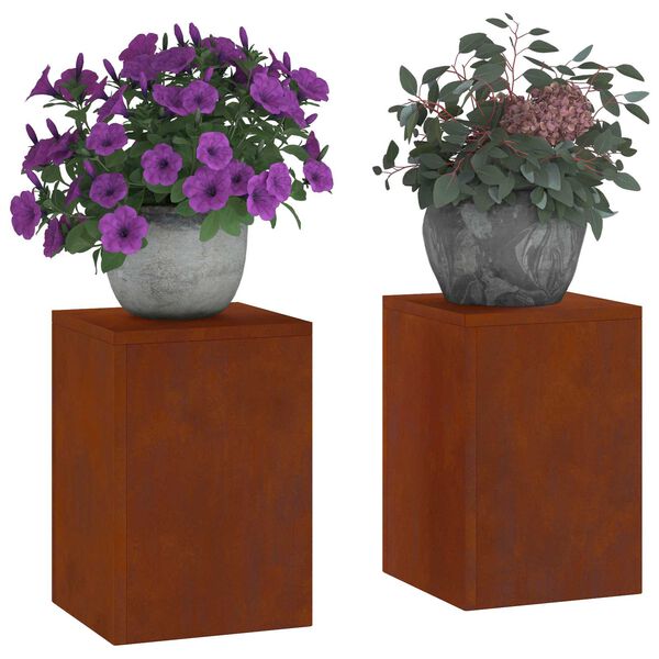 vidaXL Suport pentru plante 2 pcs Ruginit 24 x 24 x 35 cm