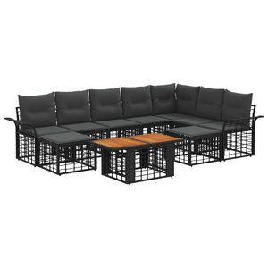vidaXL Set de canapele pentru grădină 10 buc. Negru și gri &icirc;nchis