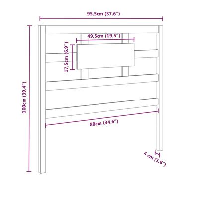 vidaXL Tăblie de pat, alb, 95,5x4x100 cm, lemn masiv de pin