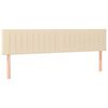 vidaXL Tăblie de pat cu LED, crem, 200x5x78/88 cm, textil