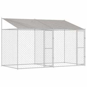 vidaXL Cușcă pentru câine Argintiu 400 x 200 x 256 cm Oțel Galvanizat