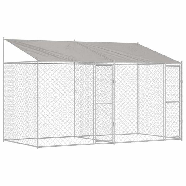 vidaXL Cușcă pentru câine Argintiu 400 x 200 x 256 cm Oțel Galvanizat