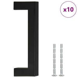 vidaXL M&acirc;nere de dulap, 10 buc., negru, 96 mm, oțel inoxidabil