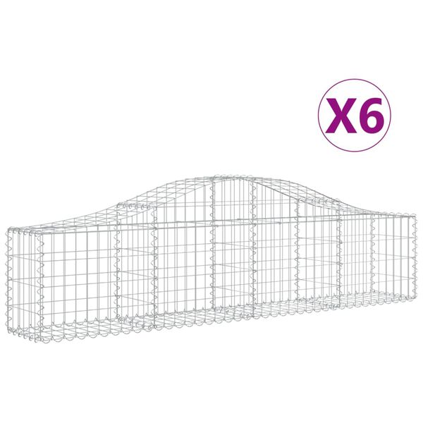 vidaXL Coșuri gabion arcuite 6 buc, 200x30x40/60 cm, fier galvanizat