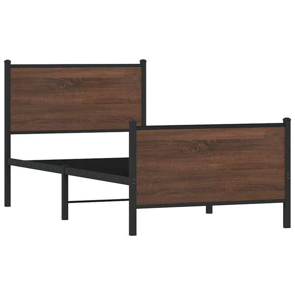 vidaXL Cadru pat metalic fără saltea, stejar maro, 100x200 cm