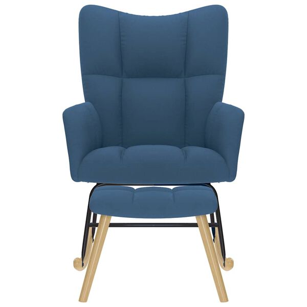 vidaXL Scaun balansoar cu taburet, albastru, material textil