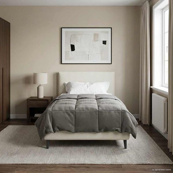 vidaXL Duvet complet pe tot parcursul anului Gri deschis 155 x 200 cm