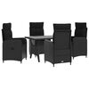 vidaXL Set dining pentru exterior 5 pcs Negru poliratan