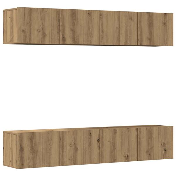 vidaXL Dulapuri TV montate pe perete 4 buc. stejar artizanal lemn