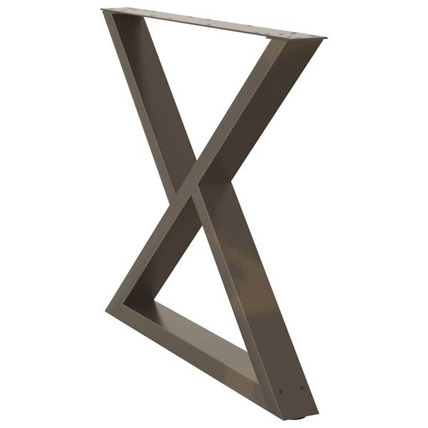 vidaXL Picioare masă de sufragerie, 2 buc., oțel natural, 90 x (72-73,3) cm