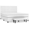 vidaXL Pat box spring cu saltea, alb, 180x200 cm, piele ecologică