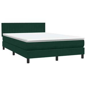 vidaXL Pat box spring cu saltea, verde &icirc;nchis, 160x210 cm, catifea