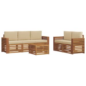 vidaXL Seturi de canapele 6 pcs Natural și Bej Lemn Solid de Acacia