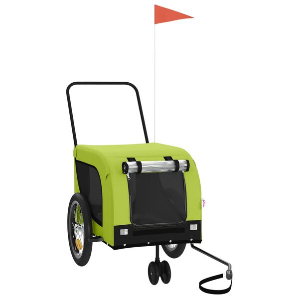 vidaXL Remorcă bicicletă animale companie, verde/negru, oxford/fier