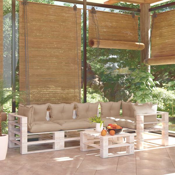 vidaXL Set mobilier de grădină, cu perne, 6 piese, lemn de pin