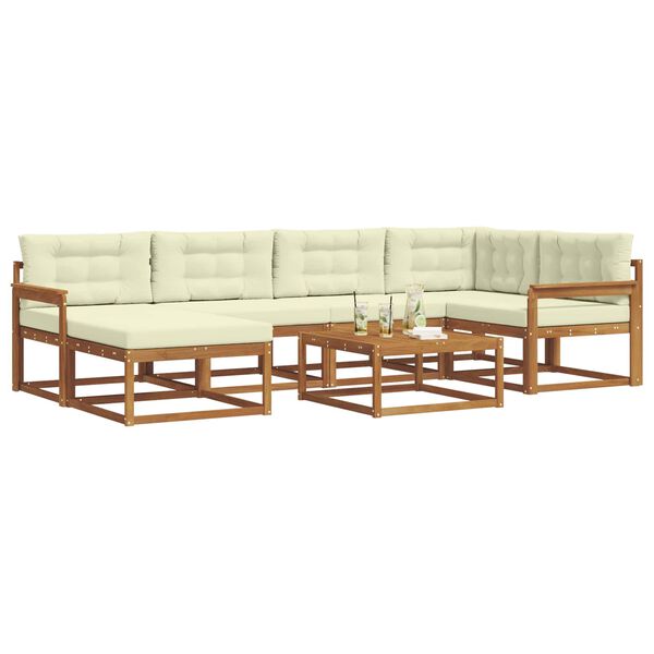 vidaXL Set de canapele de exterior cu pernă 7 pcs Natural și Crem