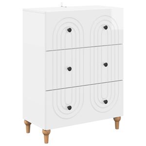 vidaXL Dulap cu sertare Alb foarte lucios 66 x 34,5 x 90 cm