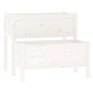 vidaXL Jardinieră, alb, 84,5x84x75 cm, lemn masiv de pin