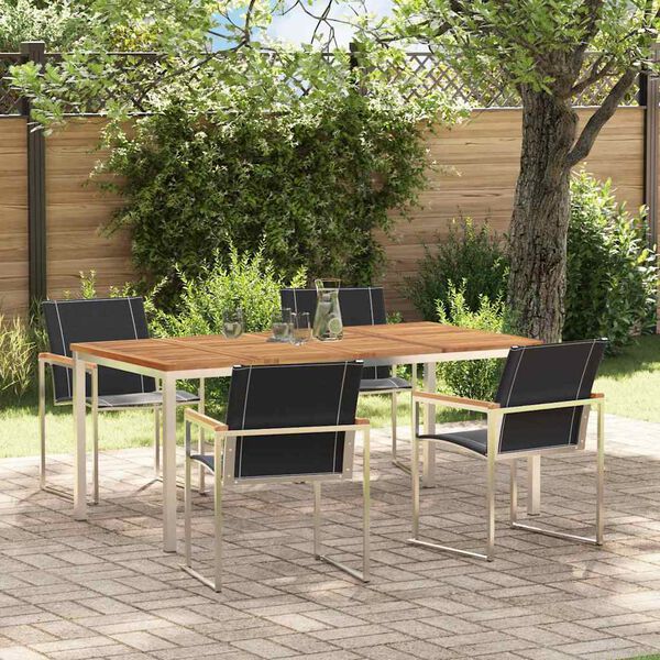 vidaXL Set de masă pentru grădină 5 pcs Maro Lemn Solid de Acacia