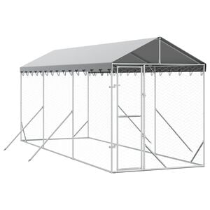 vidaXL Padoc de exterior cu acoperiș argintiu 2x6x2,5m oțel galvanizat