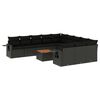 vidaXL Set canapele de grădină, 12 piese, cu perne, negru, poliratan