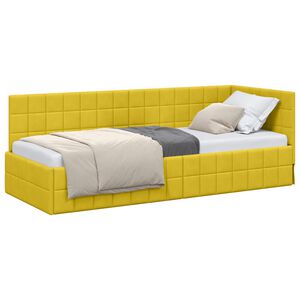 vidaXL Cadru de pat colțar cu headboard Galben 80 cm x 200 cm Catifea
