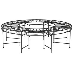 vidaXL Bancă circulară de copac, negru, &Oslash;160 cm, oțel