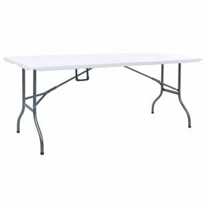 vidaXL Masă de grădină pliabilă, alb, 180x72x72 cm, HDPE