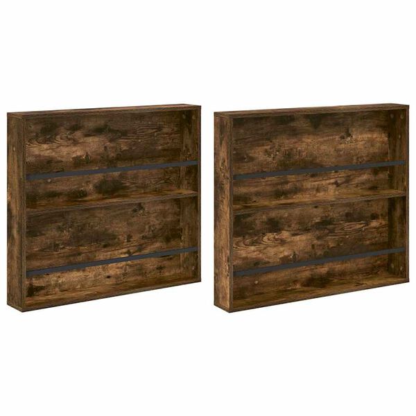 vidaXL Raft pentru reviste 2 pcs Stejar fumuriu 80 x 12 x 70 cm
