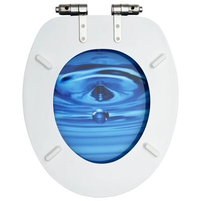 vidaXL Capac WC închidere silențioasă, albastru, MDF, picătură de apă