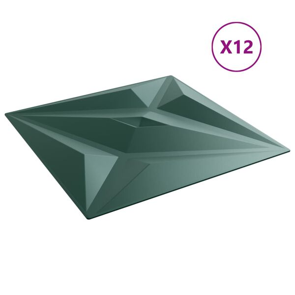 vidaXL Panouri de perete 12 buc. verde 50x50 cm XPS 3 m&sup2; stea