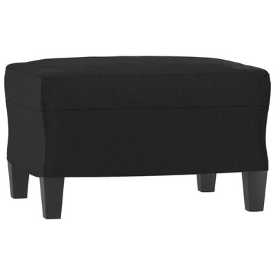 vidaXL Fotoliu canapea cu taburet, negru, 60 cm, piele ecologică